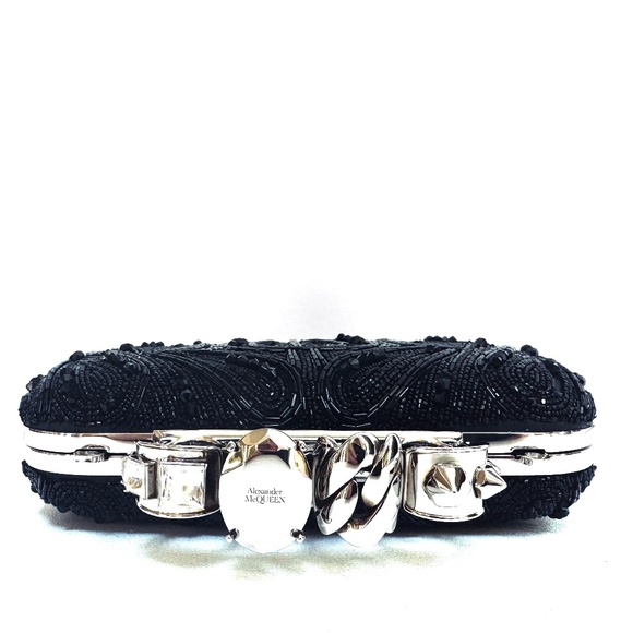 Alexander McQueen Black Beaded Four Ring Clutch / Shoulder bag - Picture 13 of 16